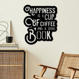 Wallity Happiness Coffee Escultura de pared negra